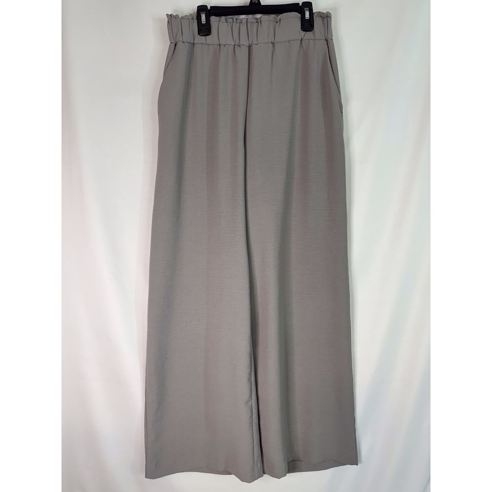 Hilary Radley Women's Wide Leg Pants Gray Pull On Elastic Waist Size Small‎